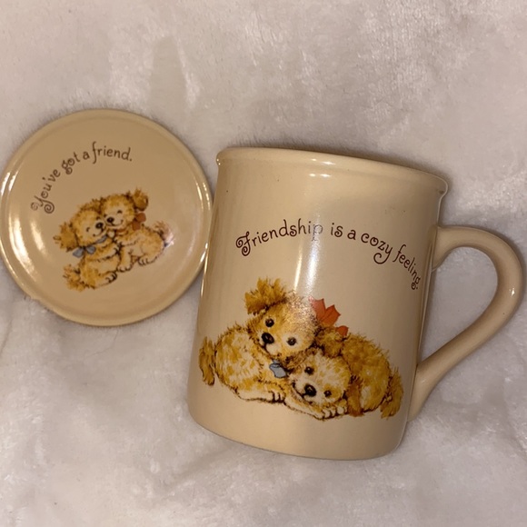 ❌FINAL PRICE DROP‼️Vintage Hallmark Mug Mates Mug & Coaster Set Friends Puppies - Picture 1 of 16